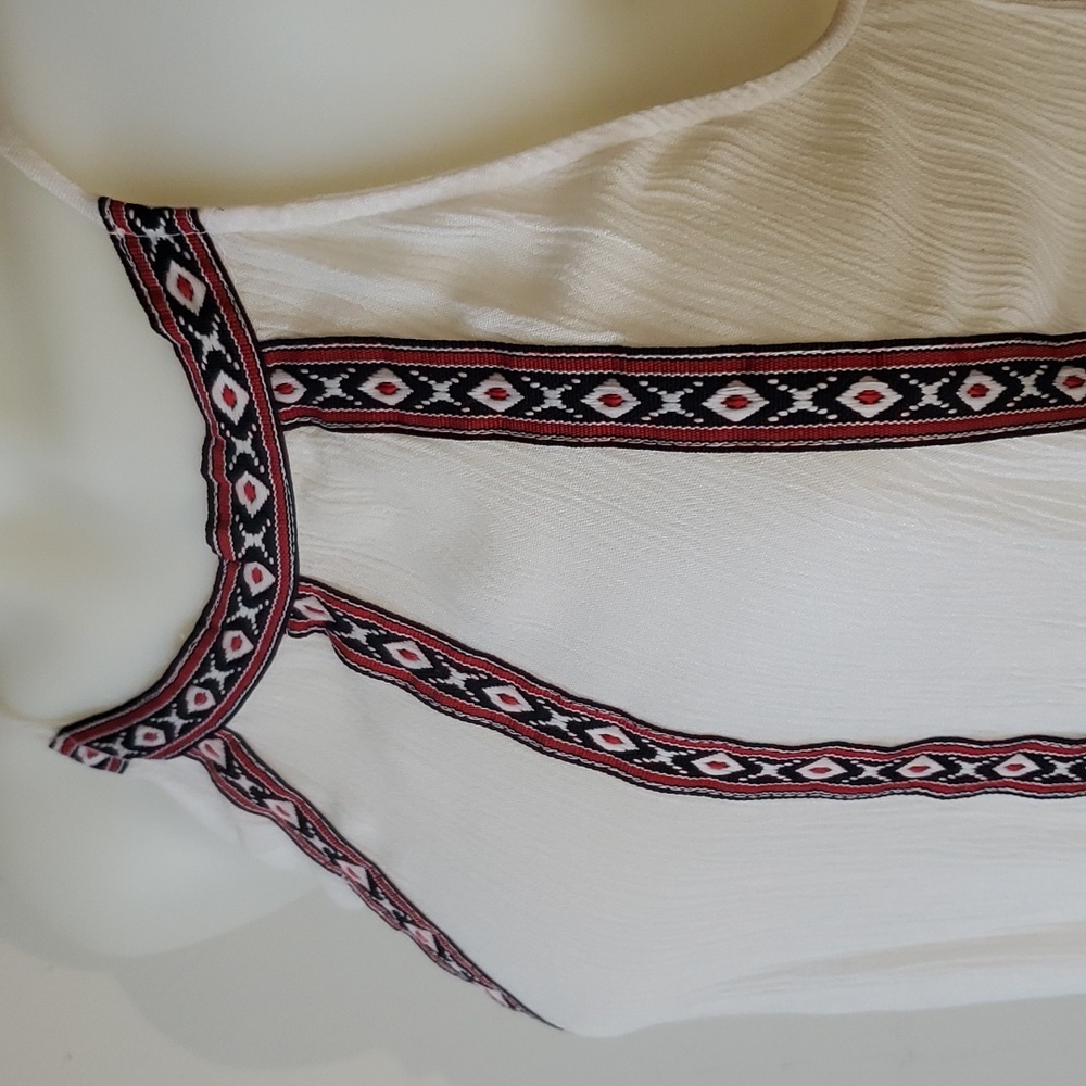 Coachella Collab Gypsy Boho Tank with white tassels & pearl buttons - Picture 2 of 13